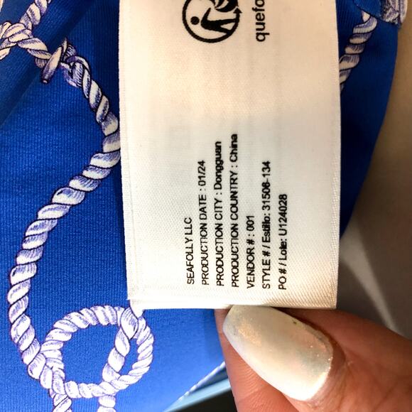 SEAFOLLY Women's Set Sail Cross Back Bralette Bikini Top Size 8 Blue Azure NWT - Picture 11 of 11